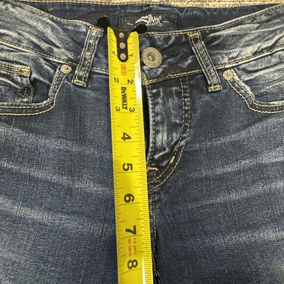 Silver Jeans Suki Mid Slim Straight Women’s 28 x 22 1/2 Distressed Blue Denim - Picture 16 of 16